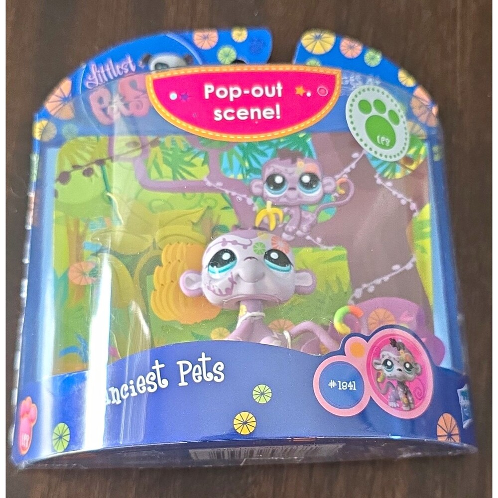 Hasbro Littlest Pet Shop Ancient Pets Monkey Pop-Out Scene Figure #1841 2010